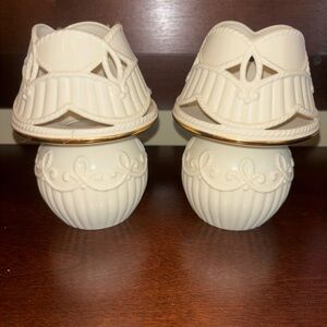 Lenox Cream and Gold Candle Holders